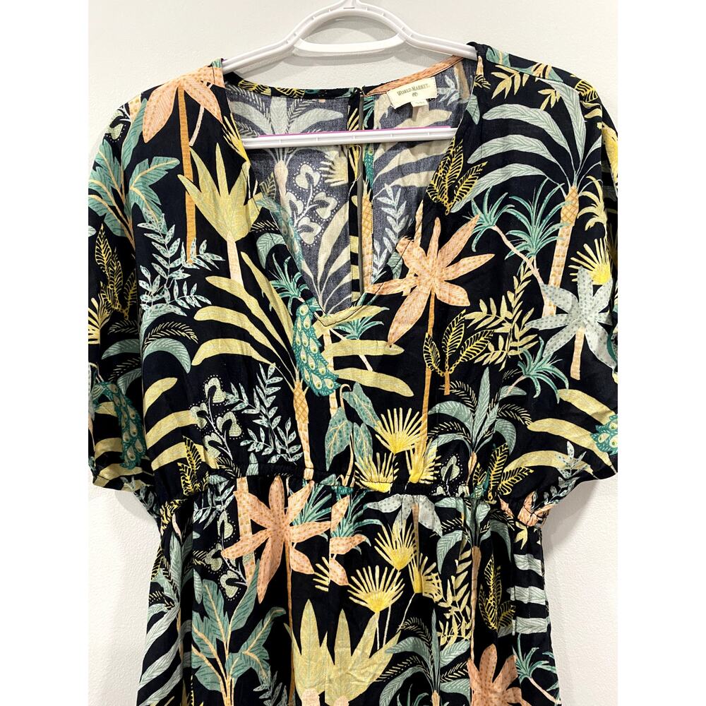 World Market Tropical Romper Jumpsuit w/ bold tropical print & palm leaves S/M - Picture 4 of 8